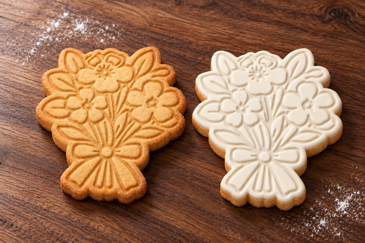Bouquet plain and white fondant cookie examples