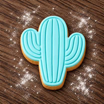 Cactus decorated fondant cookie