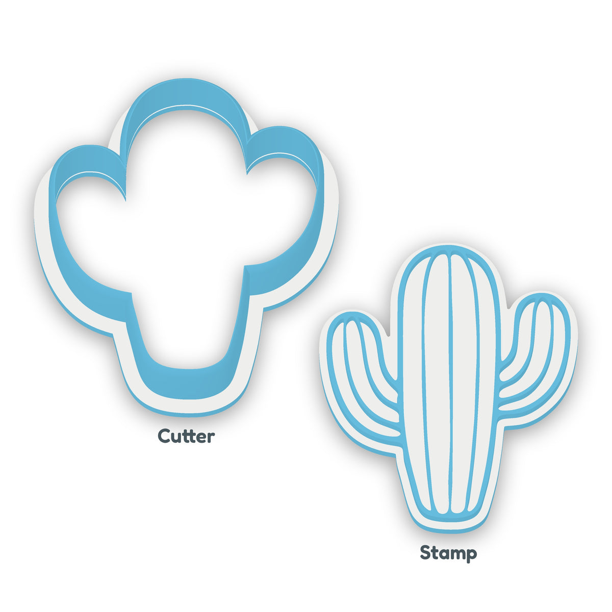 Cactus separate cookie cutter and matching embosser