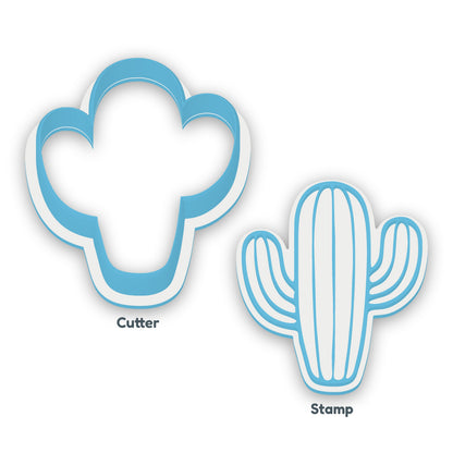 Cactus separate cookie cutter and matching embosser