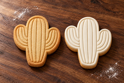 Cactus plain and white fondant cookie examples