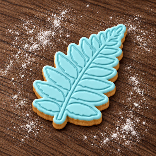 Fern decorated fondant cookie
