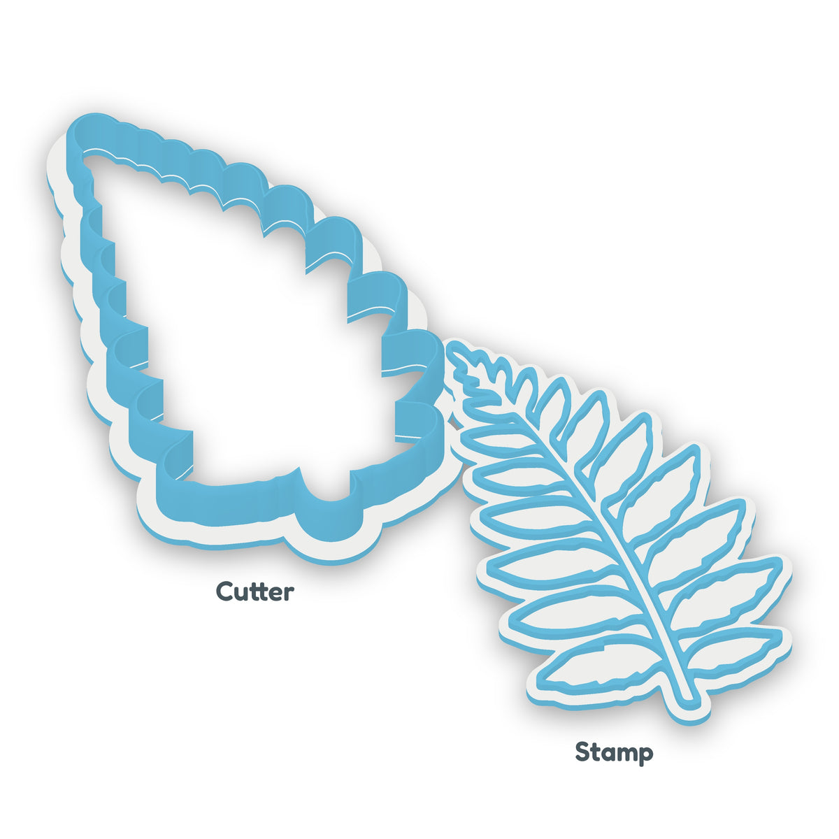 Fern separate cookie cutter and matching embosser