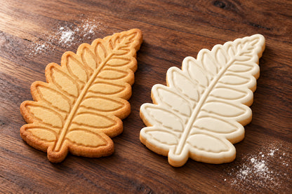 Fern plain and white fondant cookie examples
