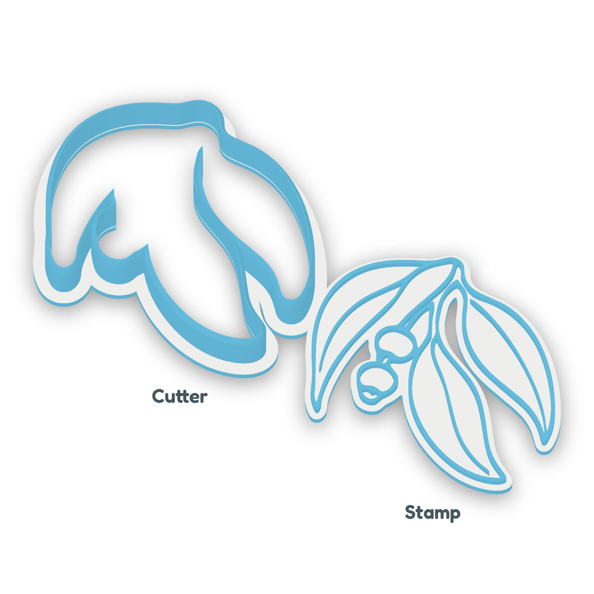 Gum Leaves separate cookie cutter and matching embosser