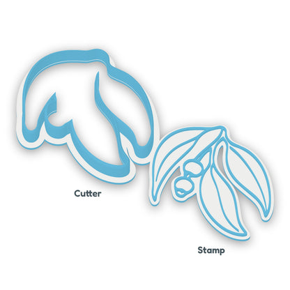 Gum Leaves separate cookie cutter and matching embosser
