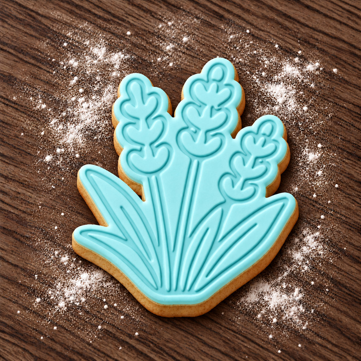 Lavender decorated fondant cookie