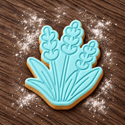 Lavender decorated fondant cookie