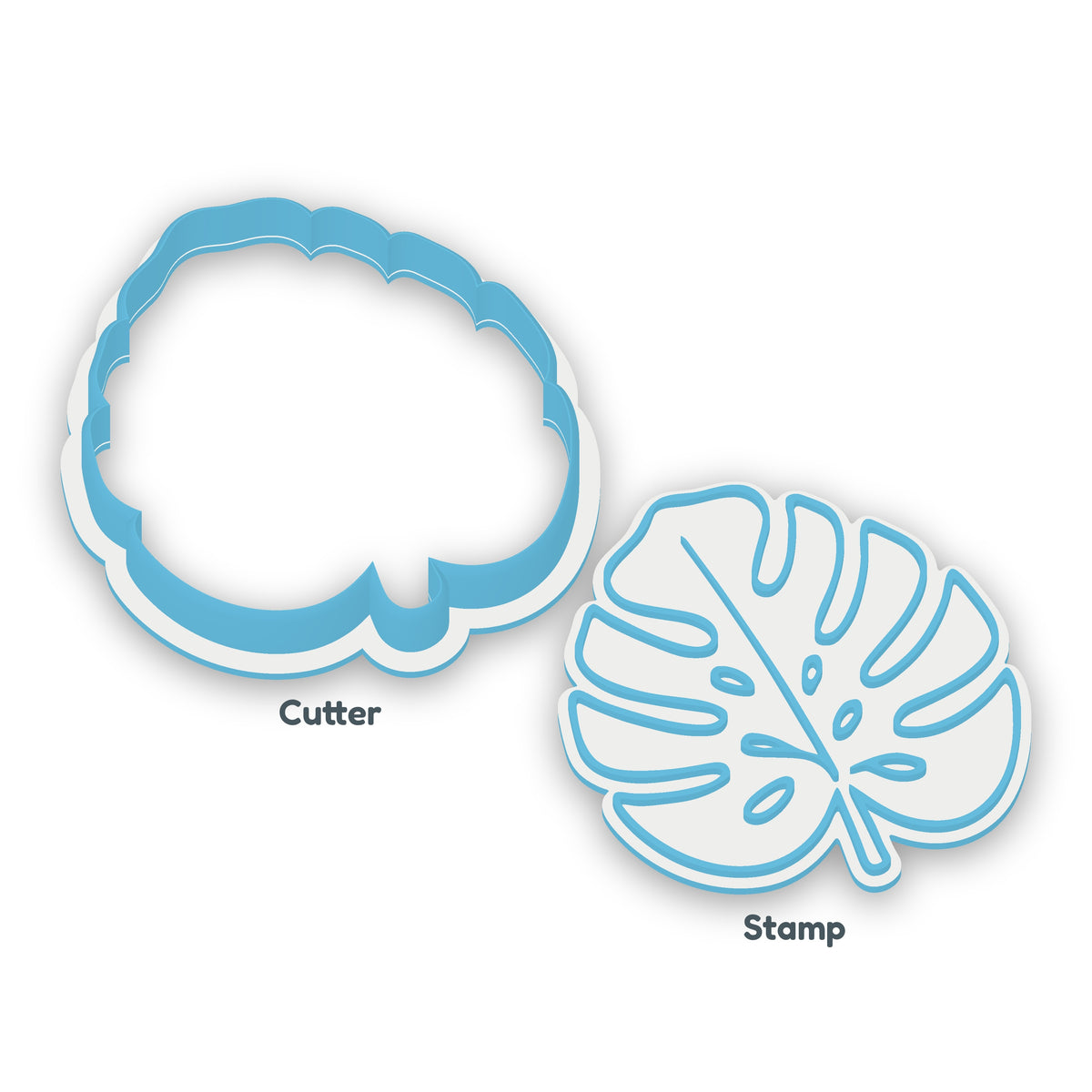 Monstera Leaf separate cookie cutter and matching embosser