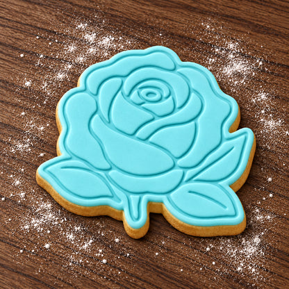 Rose decorated fondant cookie