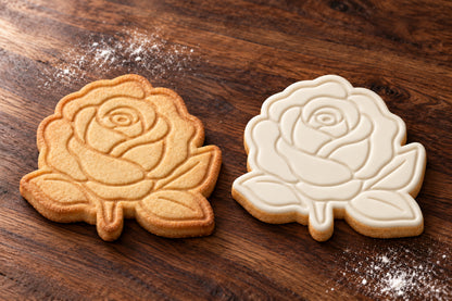 Rose plain and white fondant cookie examples