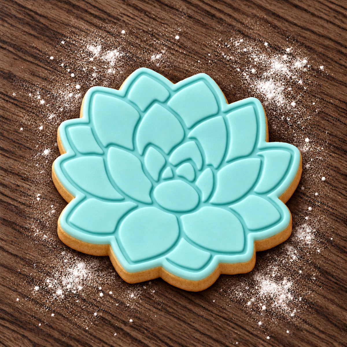 Succulent decorated fondant cookie