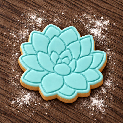 Succulent decorated fondant cookie