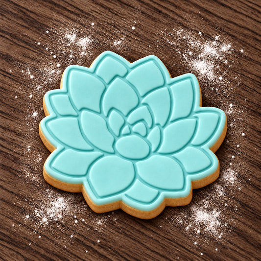 Succulent decorated fondant cookie