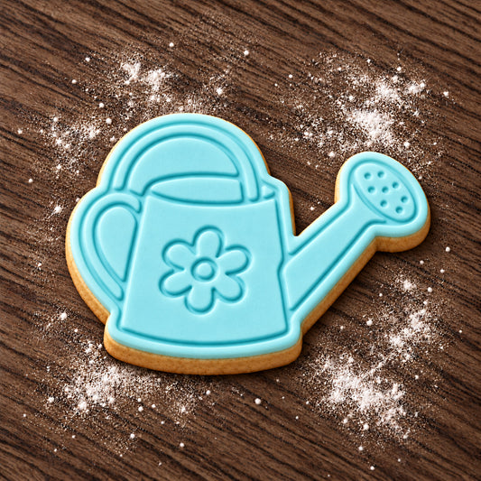 Watering Can decorated fondant cookie