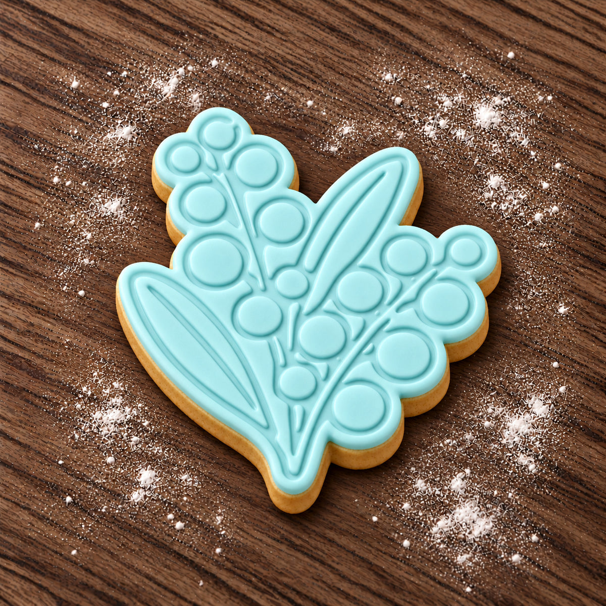 Wattle decorated fondant cookie
