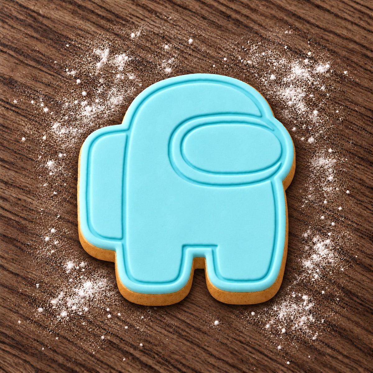 Among Us Crewmate decorated fondant cookie