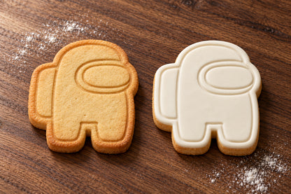 Among Us Crewmate plain and white fondant cookie examples