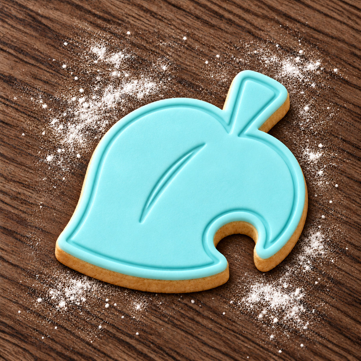 Animal Crossing Leaf decorated fondant cookie