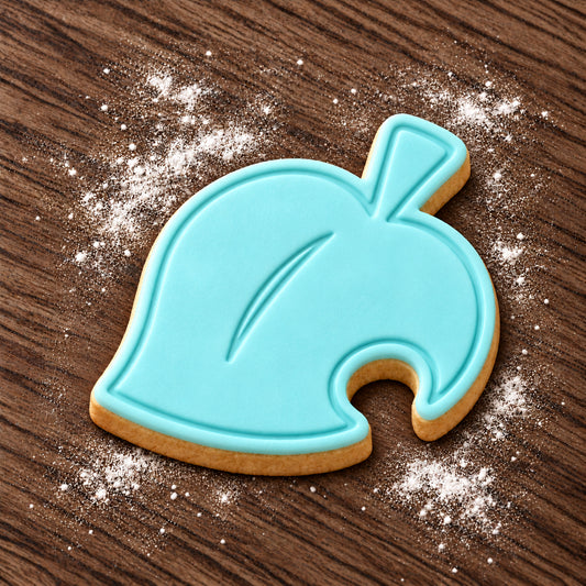 Animal Crossing Leaf decorated fondant cookie