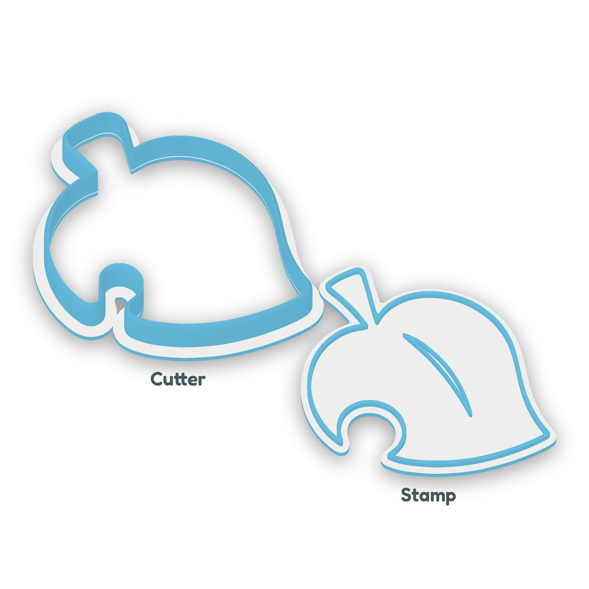 Animal Crossing Leaf separate cookie cutter and matching embosser