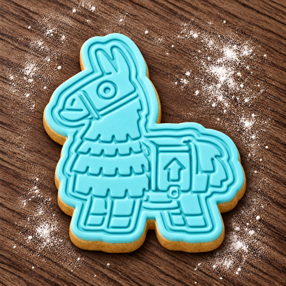 Fortnite Llama decorated fondant cookie