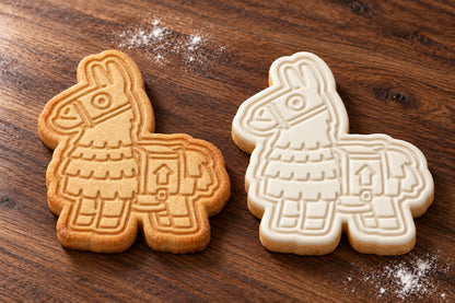 Fortnite Llama plain and white fondant cookie examples
