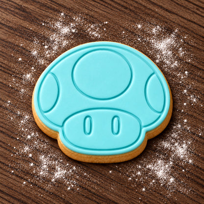 Mario Mushroom decorated fondant cookie