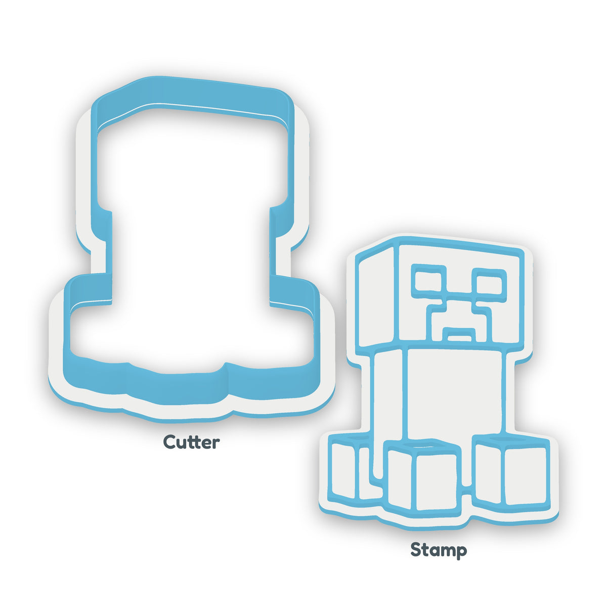 Minecraft Creeper separate cookie cutter and matching embosser