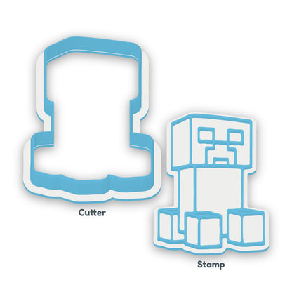 Minecraft Creeper separate cookie cutter and matching embosser