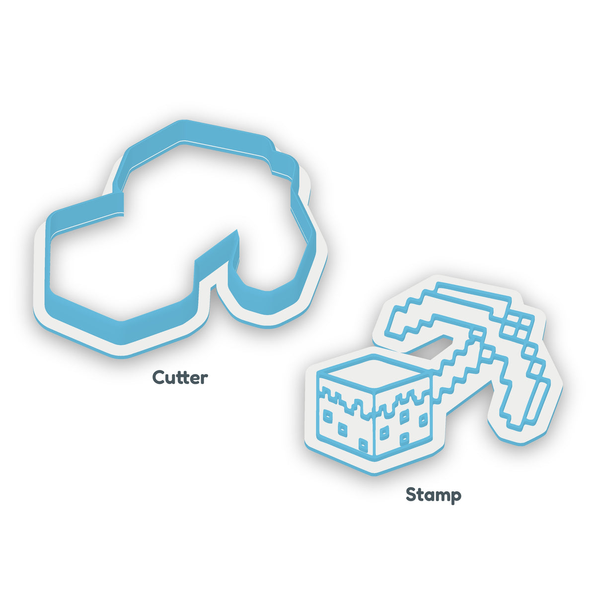 Minecraft Pickaxe and Block separate cookie cutter and matching embosser