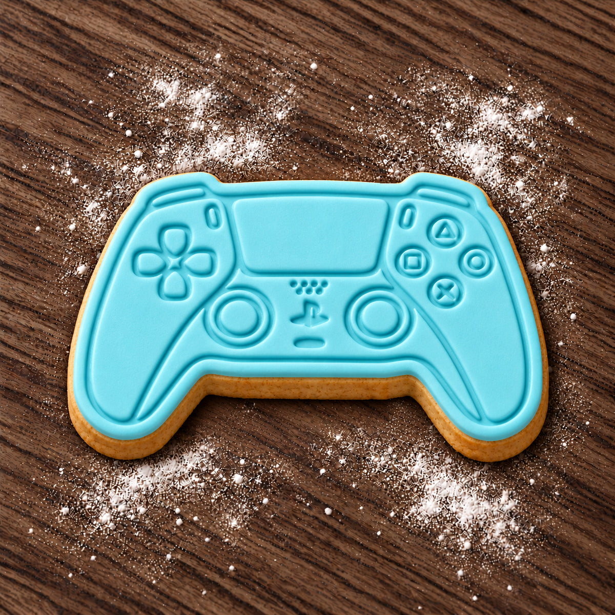 PlayStation Controller decorated fondant cookie