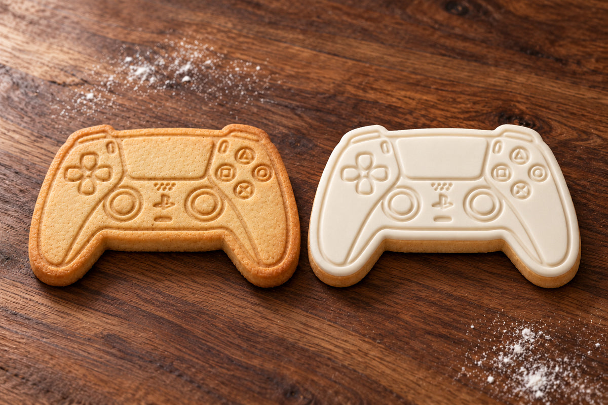 PlayStation Controller plain and white fondant cookie examples