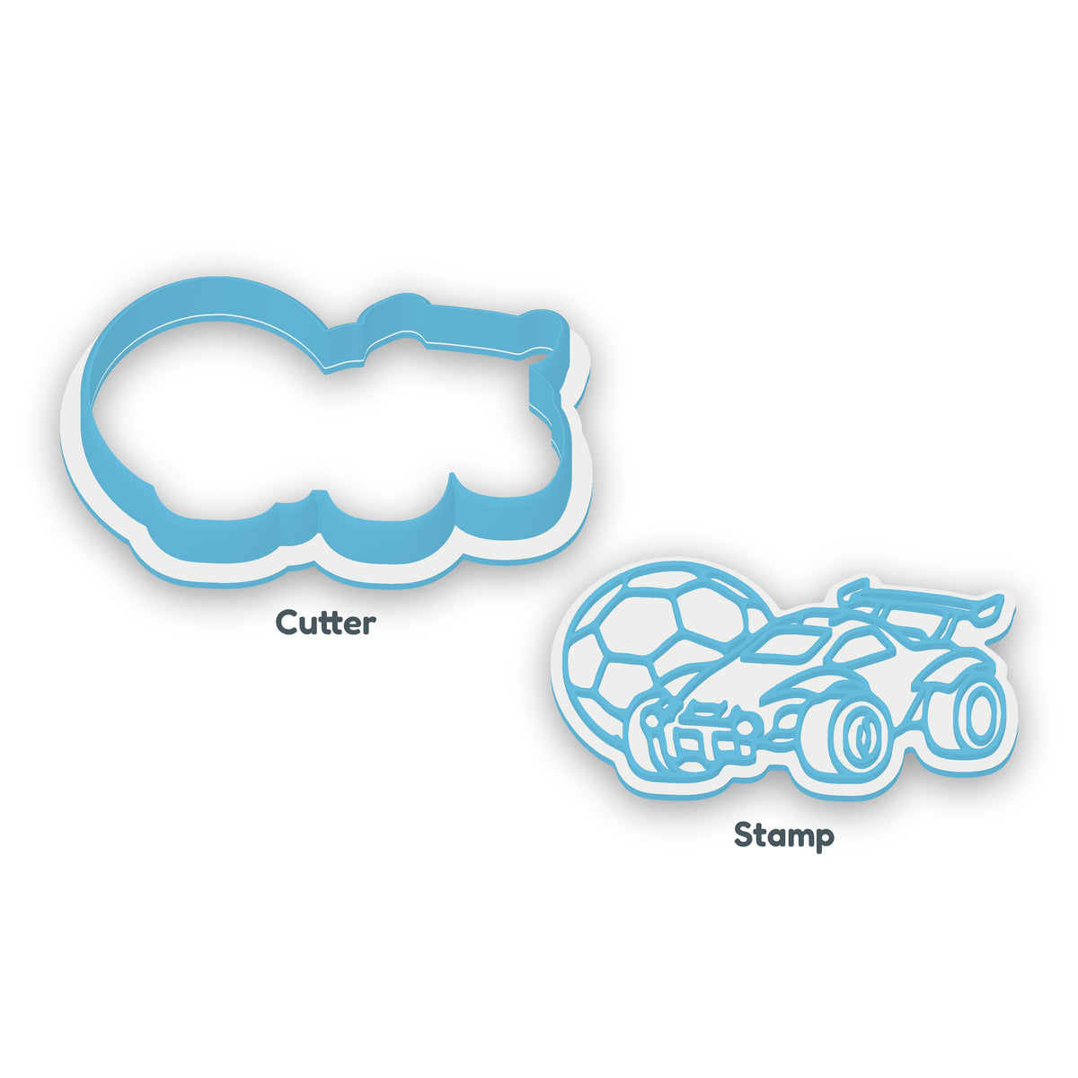 Rocket League Car separate cookie cutter and matching embosser