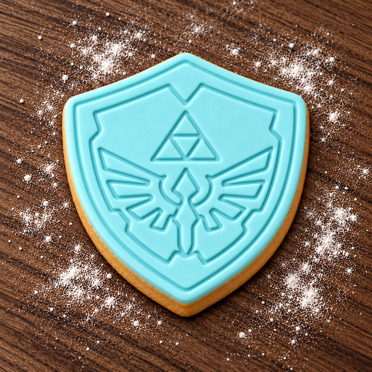 Zelda Shield decorated fondant cookie