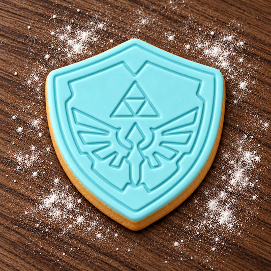 Zelda Shield decorated fondant cookie