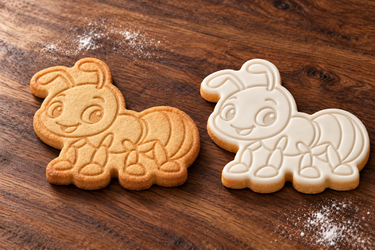 Ant plain and white fondant cookie examples