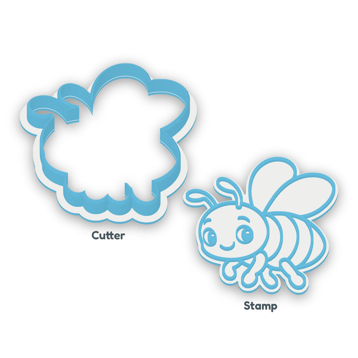 Bee separate cookie cutter and matching embosser