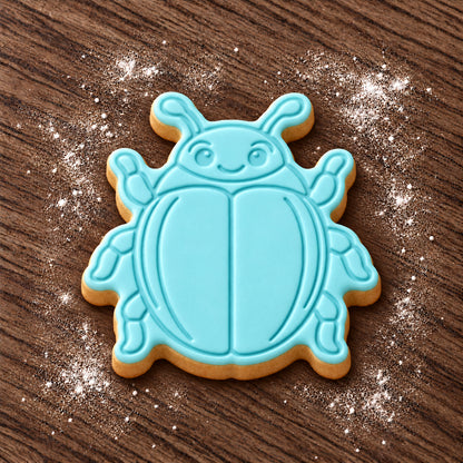 Beetle decorated fondant cookie