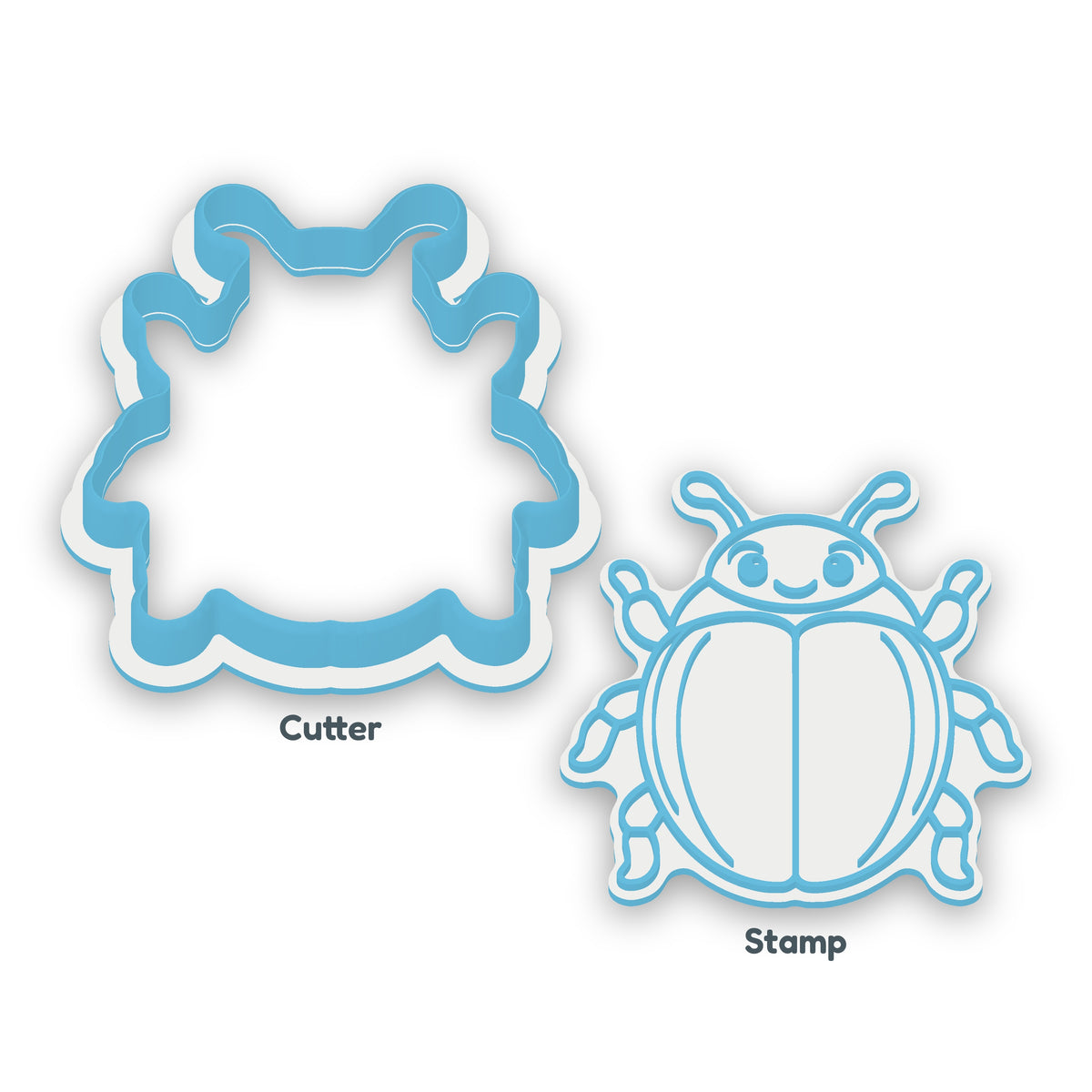 Beetle separate cookie cutter and matching embosser