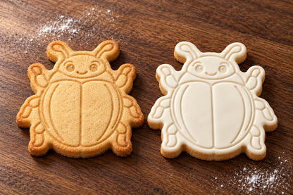 Beetle plain and white fondant cookie examples