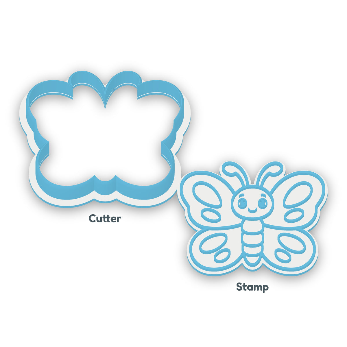 Butterfly separate cookie cutter and matching embosser