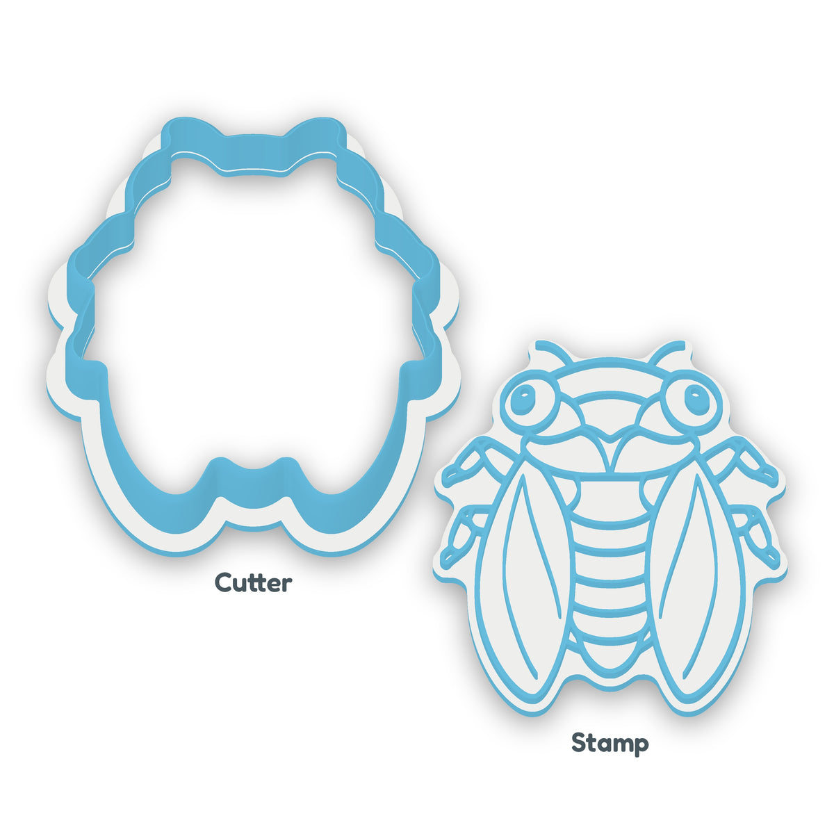 Cicada separate cookie cutter and matching embosser