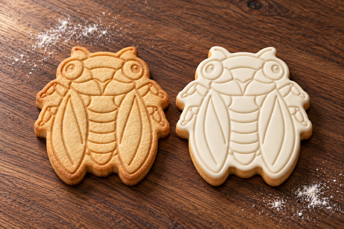 Cicada plain and white fondant cookie examples