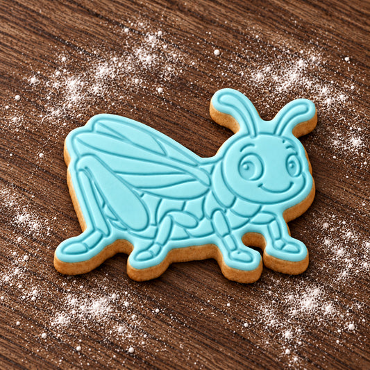 Cricket decorated fondant cookie