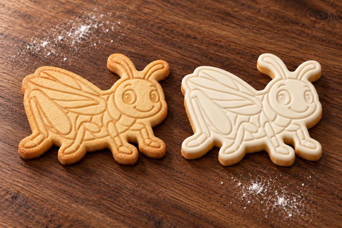 Cricket plain and white fondant cookie examples