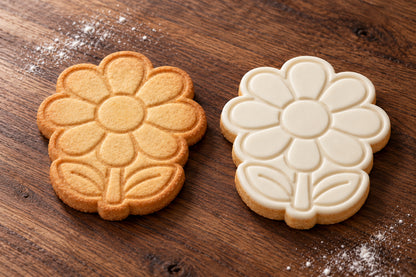 Daisy plain and white fondant cookie examples