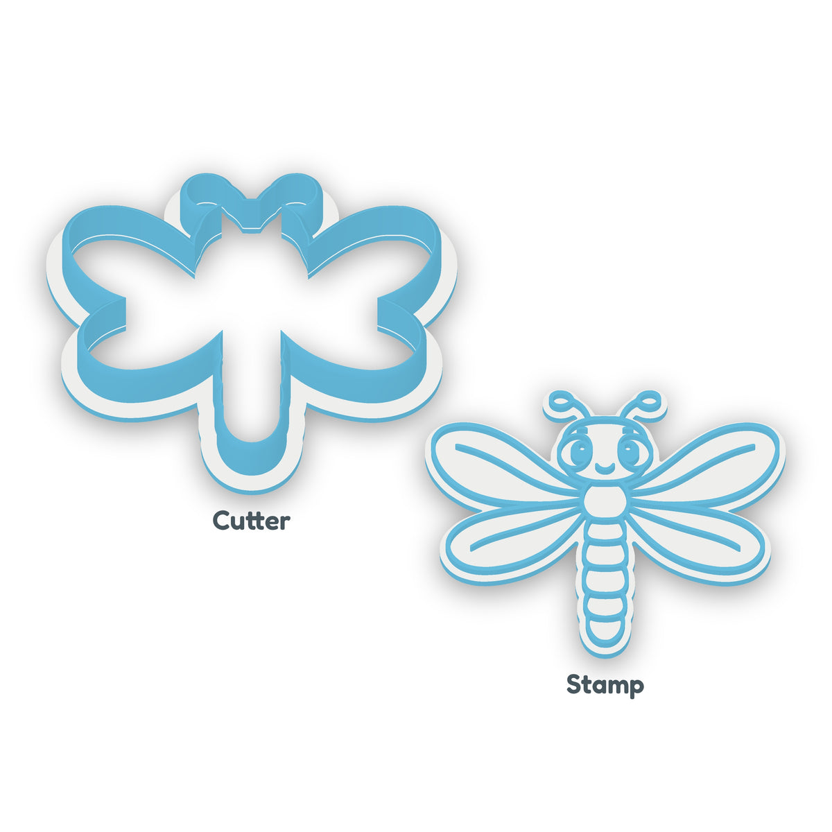 Dragonfly separate cookie cutter and matching embosser