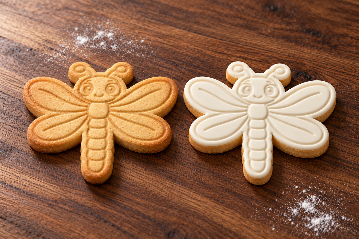 Dragonfly plain and white fondant cookie examples