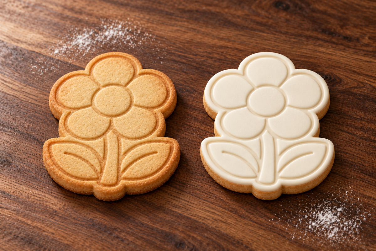 Flower plain and white fondant cookie examples
